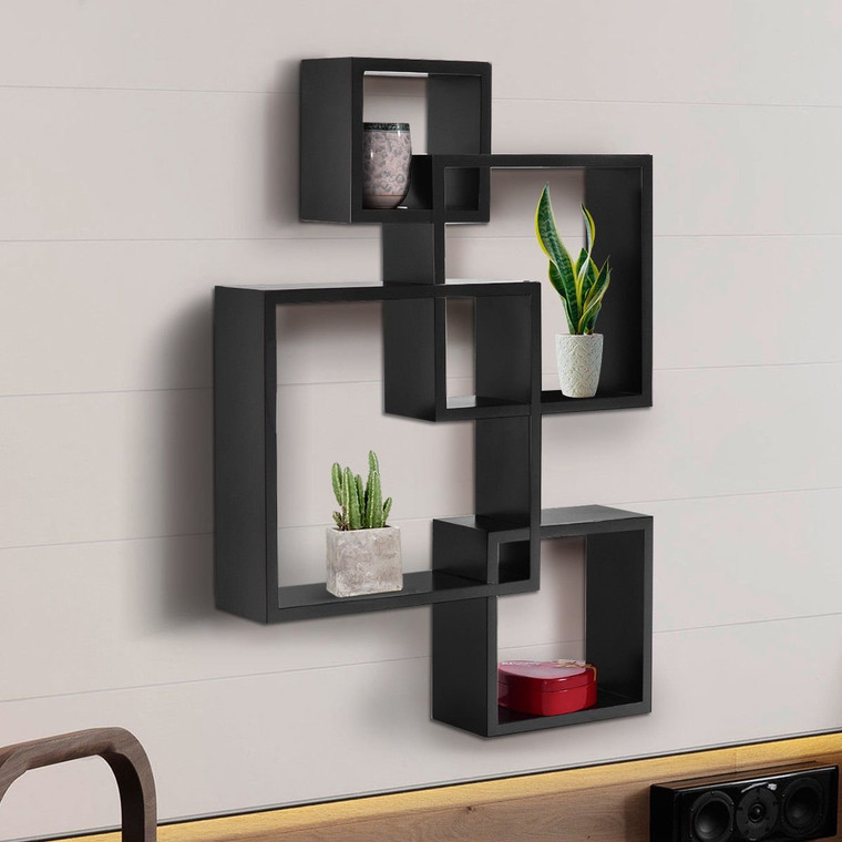 4 Intersecting Square Floating Wall Mounted Shelf HW53010