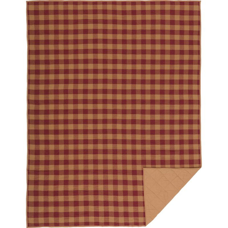 Burgundy Check Twin Quilt Coverlet 68Wx86L 42379