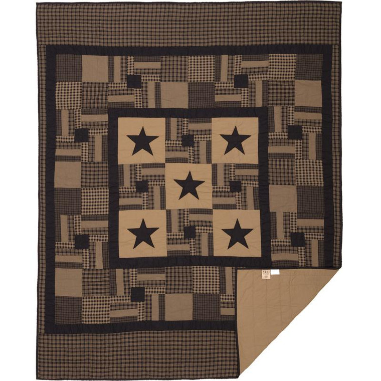 Black Check Star Twin Quilt 68Wx86L 45580