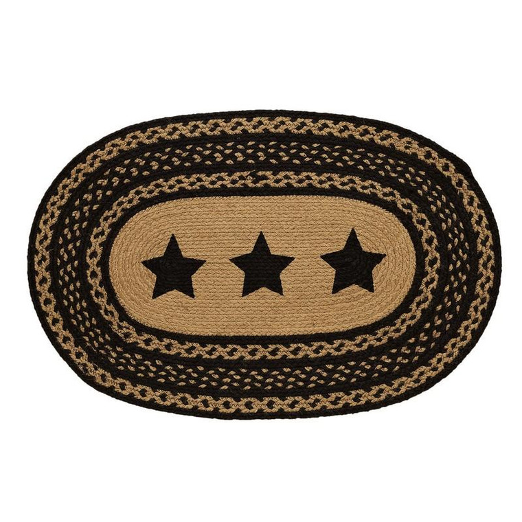 VHC Brands Farmhouse Stencil Star Jute Oval Rug 20x30 - 6676