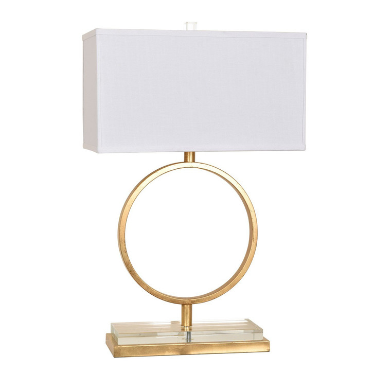Gold Leaf 29" Table Lamp with White Linen Shade