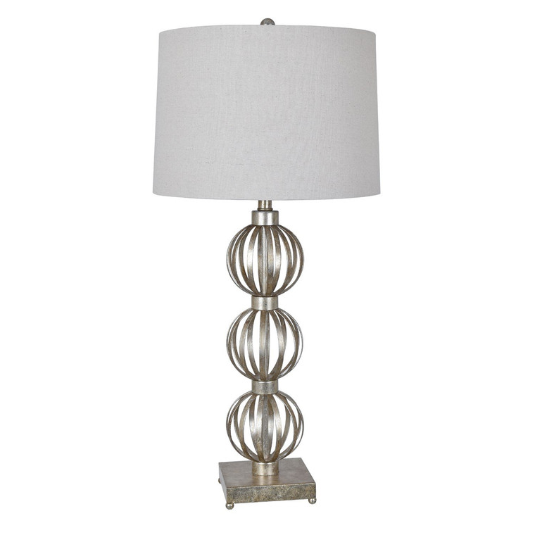 Silver Leaf 34" Table Lamp with Oatmeal Linen Shade (Pack Of 2)