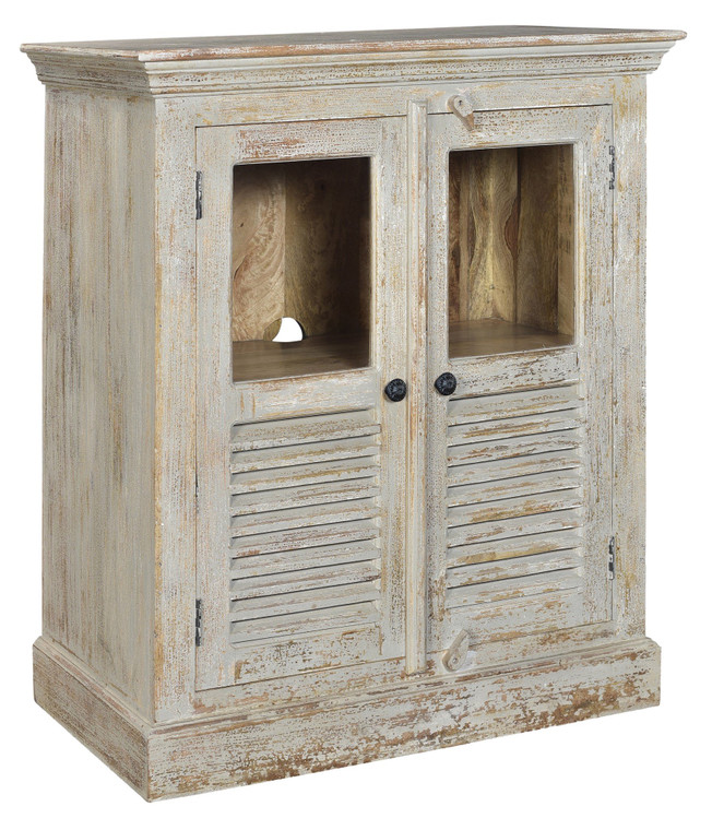 CVFN-X-R359 Mango Wood and Glass 2 Door Cabinet