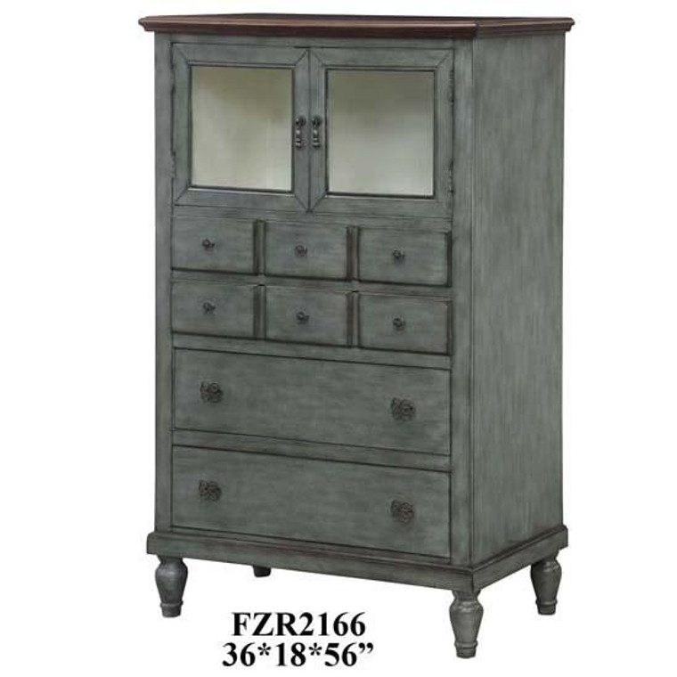 CVFZ-X-R2166 Grey and Wood Tone 4 Drawer and 2 Door Chest