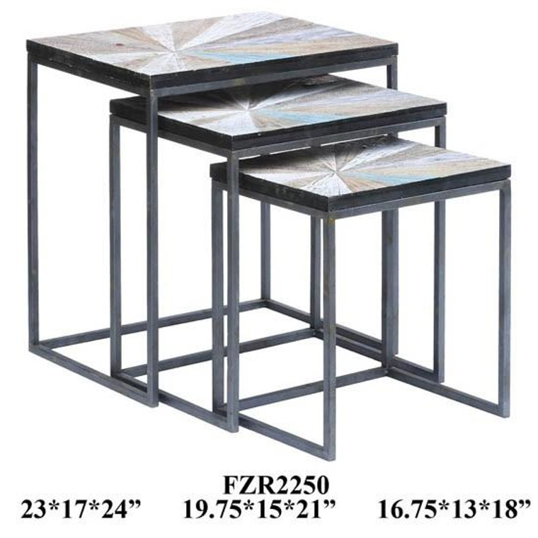 CVFZ-X-R2250 Colorful Rustic Top Nesting Tables