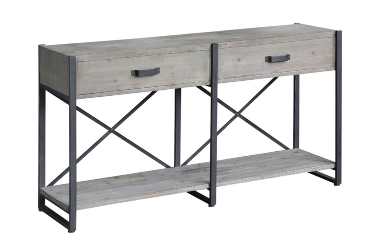 CVFZ-X-R2270 Metal and Wood Rustic 2 Drawer Console Table