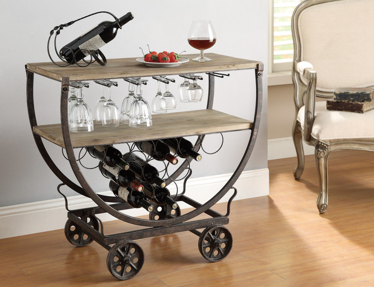 CVFZ-X-R451 Half Round Base Iron Wine Bar Cart For Mini Party Idea