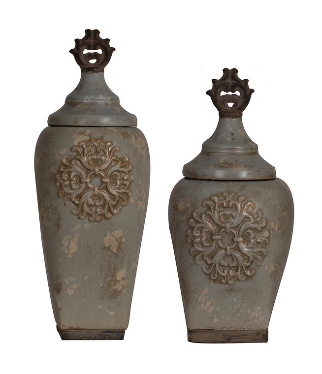 CVJD-X-P720 Vintage Rustic Gray Tuscana Vase - Set of 2