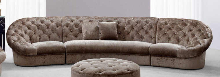 Divani Casa Cosmopolitan Mini - Transitional Acrylic Crystal Tufted Fabric Sectional Sofa By VIG Furniture