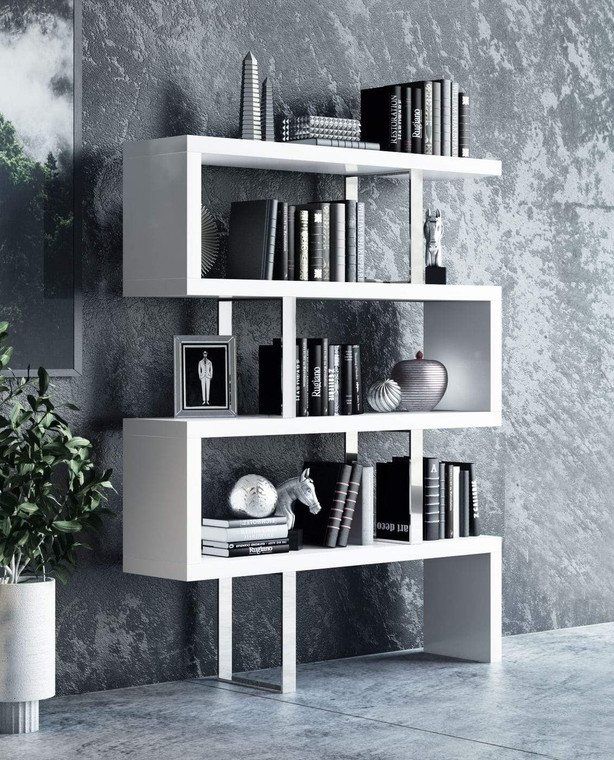 Modrest Maze Modern White High Gloss Bookcase By VIG Furniture