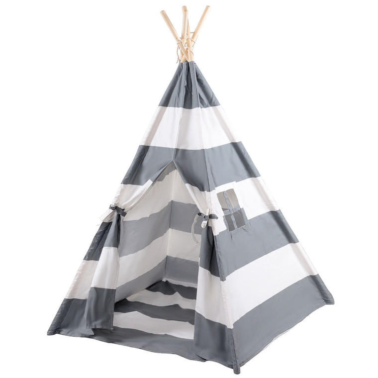 5' White & Gray Portable Indian Children Sleeping Dome Play Tent HW56045