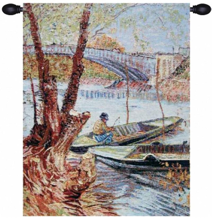 EWA-6907 Brown Van Gogh Fishing In The Spring Tapestry Wholesale