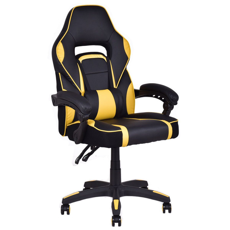Executive High Back Racing Style Pu Leather Gaming Chair-Yellow HW56246YW