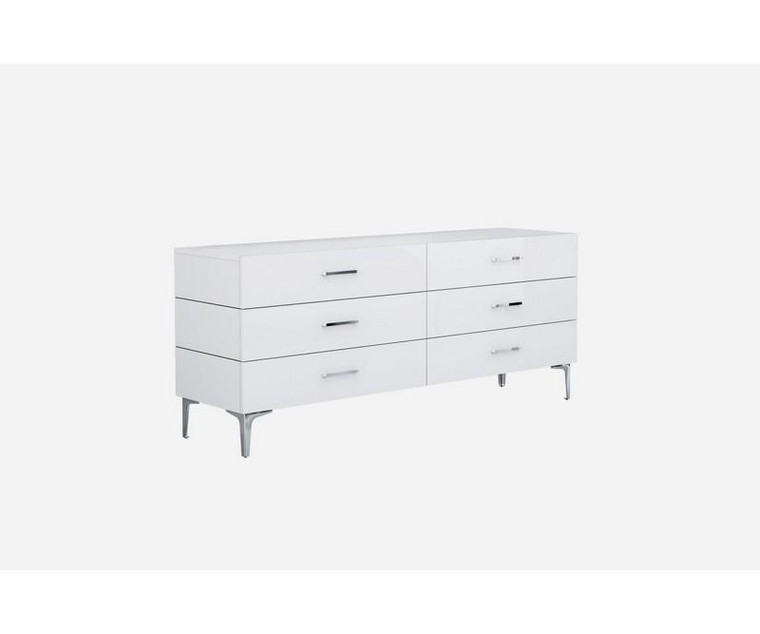 Whiteline Diva White 6-Drawer Double Dresser DR1345D-WHT