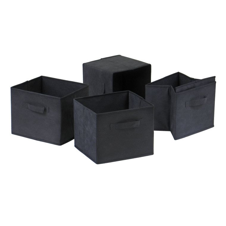 Winsome Capri Set Of 4 Foldable Black Fabric Baskets 22411