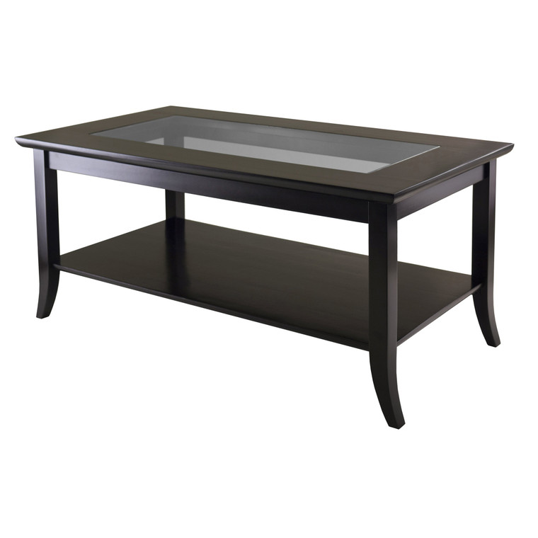Winsome Genoa Rectangular Coffee Table W/ Glass Top And Shelf 92437