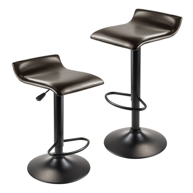 Winsome Paris Set Of 2 Airlift Adjustable Swivel Stool W/ Pu Leather Seat 93232