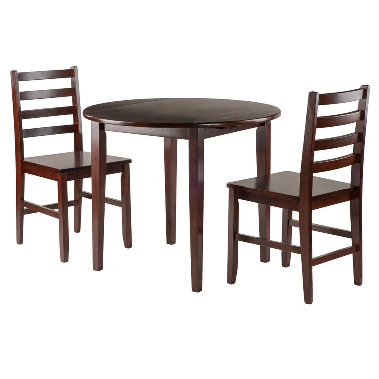 Winsome Clayton 3-Piece Dining Set, Drop Leaf Table W/ 2 Ladderback Chairs 94335