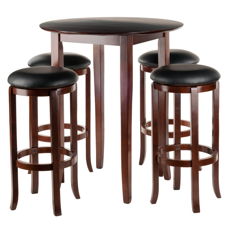 Winsome Fiona Round 5 Piece High/Pub Table Set With 4 Stools 94581
