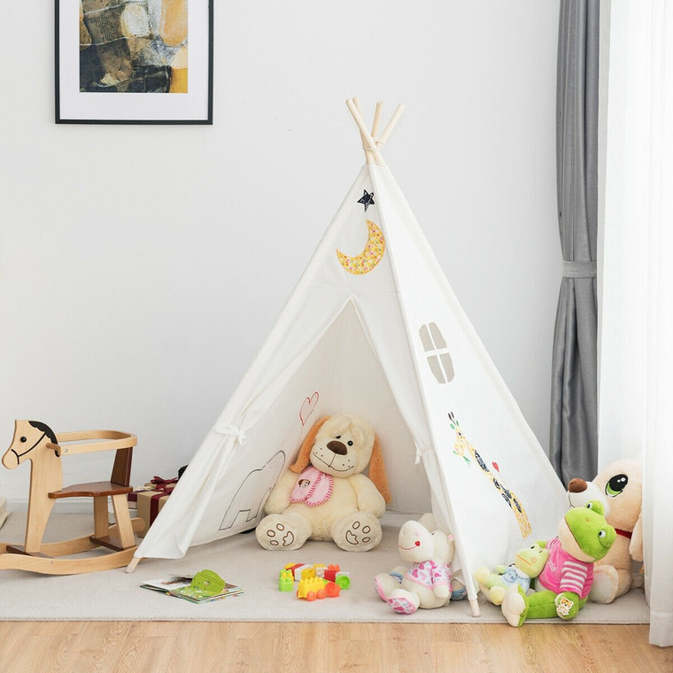 5'5 Indian Play Tent Teepee Children Playhouse Sleeping Dome HW61361WH