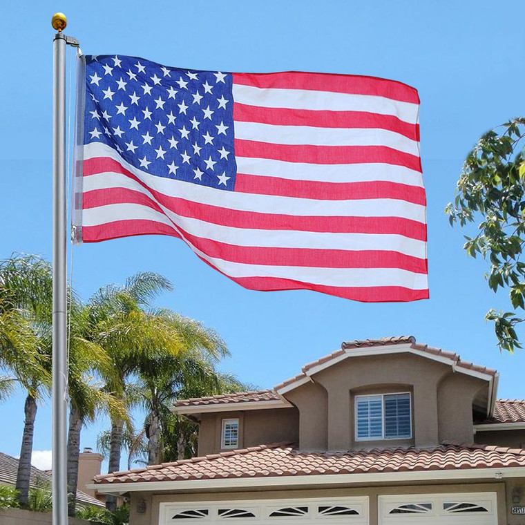 25 ft Aluminum Sectional Flagpole Kit with Pole and American Flag