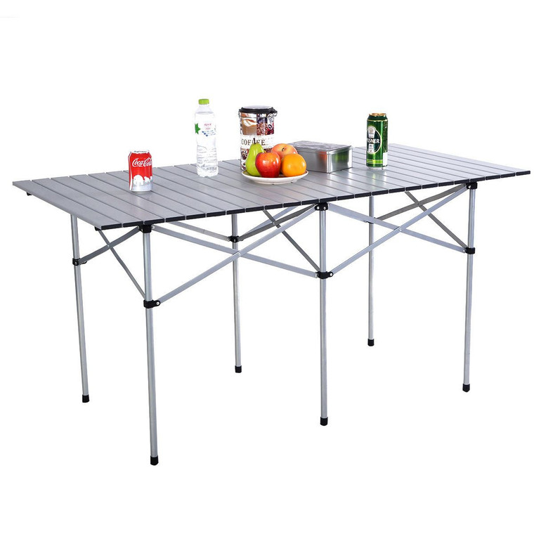 Aluminum Roll Up Folding Camping Rectangle Picnic Table OP2839