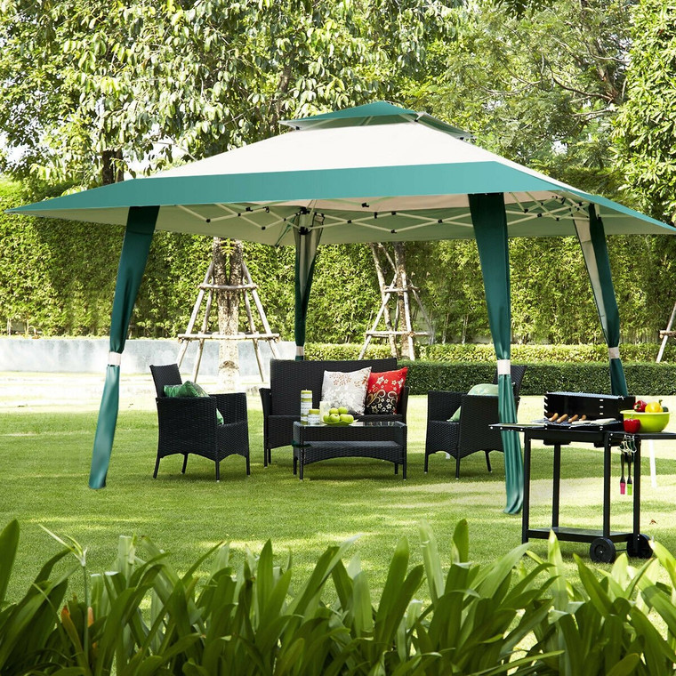 Outdoor Folding Gazebo Canopy Shelter Awning Tent Patio -Green