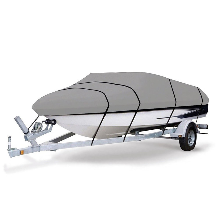 Heavy Duty 600D Marine Grade Polyester Canvas Trailerable Waterproof Boat Cover-M