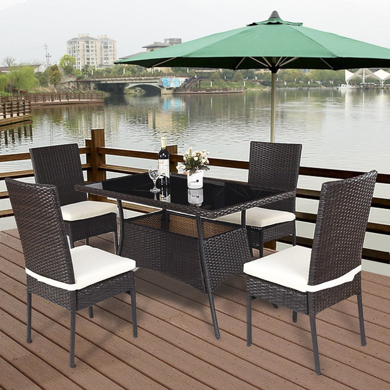 5 Piece Outdoor Patio Rattan Dining Furniture Set OP3423+