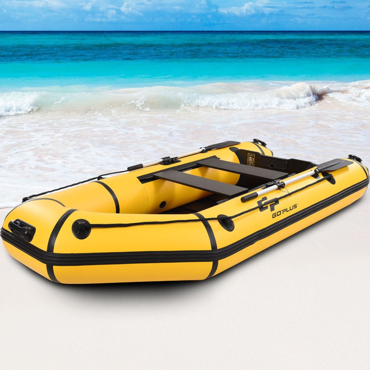 Goplus 4-Person 10 Ft Inflatable Dinghy Boat For Rafting Water Sports-Yellow OP3697YE