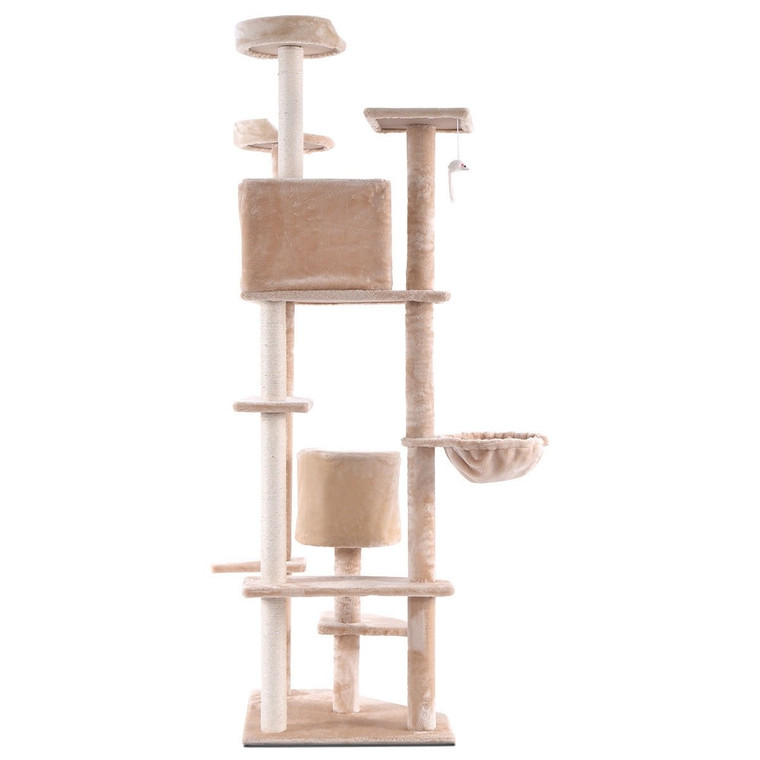 New 80" Cat Tree Condo Furniture Scratch Post Pet House Beige/Navy/Beige Paws-beige