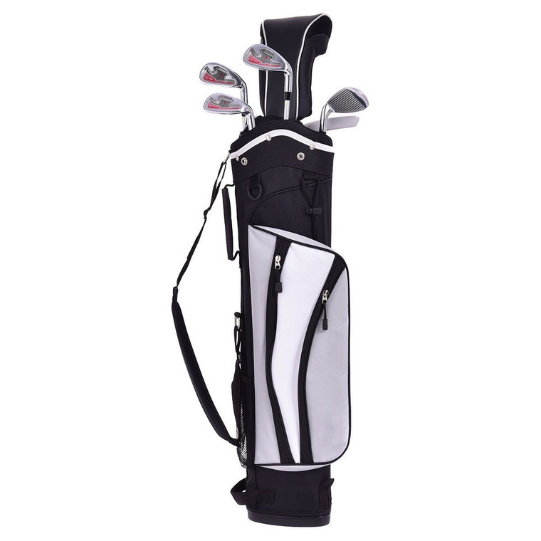 6 Pcs Kids Wood Iron Putter Golf Club Set W/ Stand Bag-Silver SP35328SL