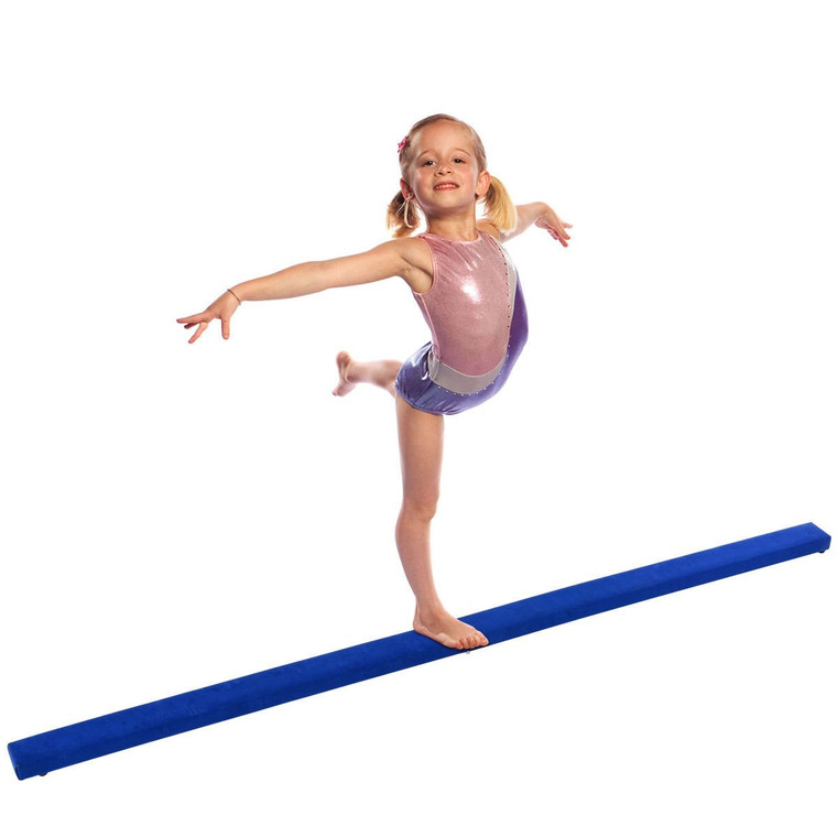 8' Gymnastics Performance Training Folding Floor Balance Beam-Blue