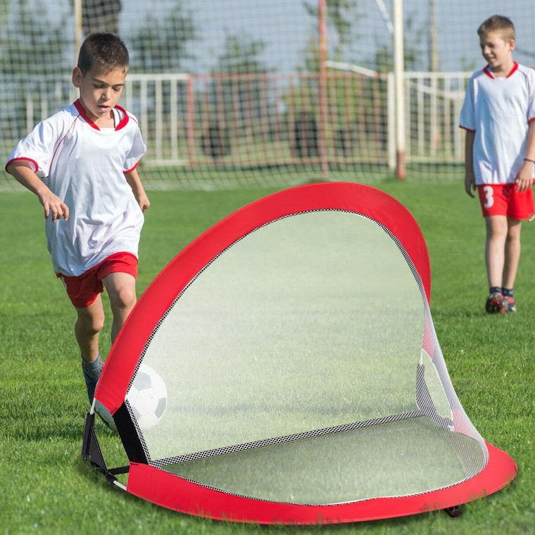 Two Pop Up Soccer Goal Set Foldable Training Football Net-2.5' SP36576 - (Pack Of 2)