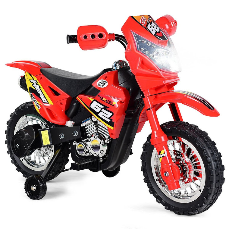 Kids Ride On Motorcycle With Training Wheel 6V Battery Powered Electric Toy-Red TY324119RE