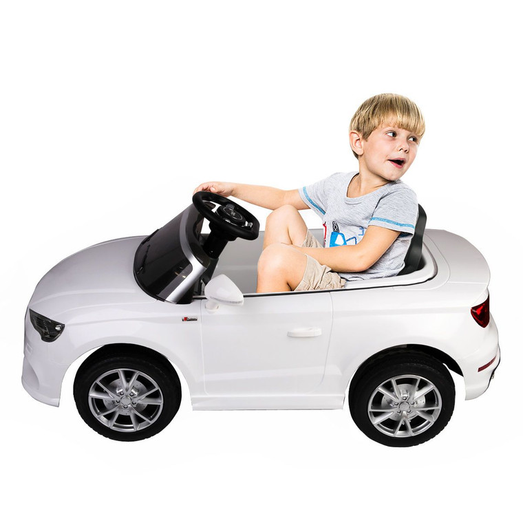 12V Audi A3 Licensed Rc Kids Ride On Car Electric Remote Control Led Light Music-White TY543684WH