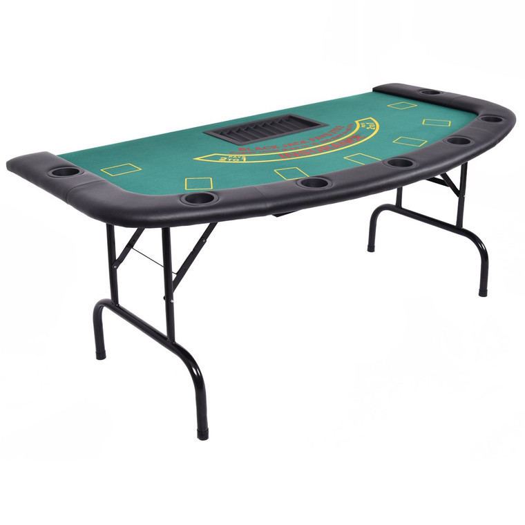 7 Players Texas Holdem Foldable Poker Table TY557945