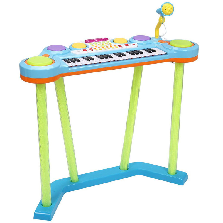 Kids 37 Key Electronic Keyboard Musical Piano W/ Microphone-Blue TY566337BL