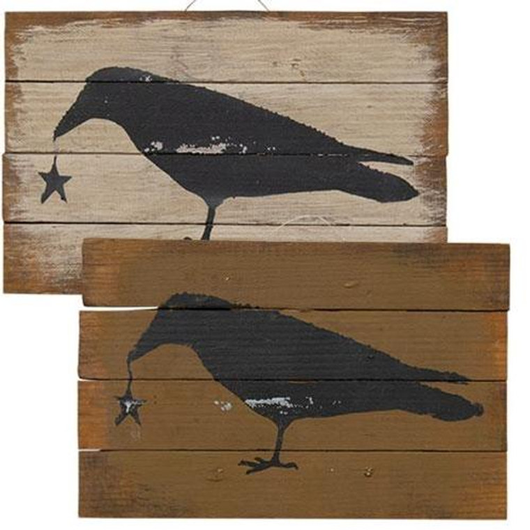Hanging Crow Sign 2 Asstd. (Pack Of 2) G19307 By CWI Gifts