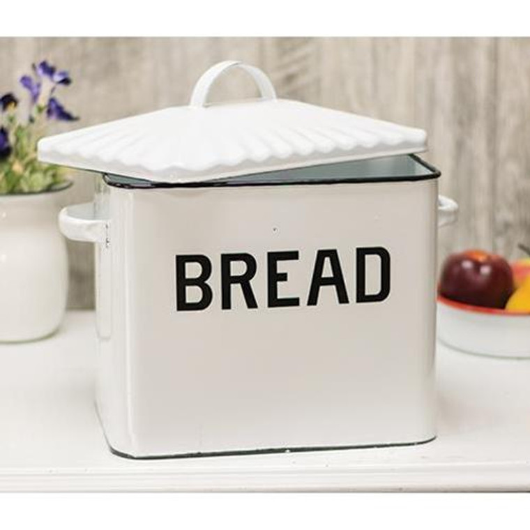 Black Rim Enamel Bread Box G3034BK By CWI Gifts