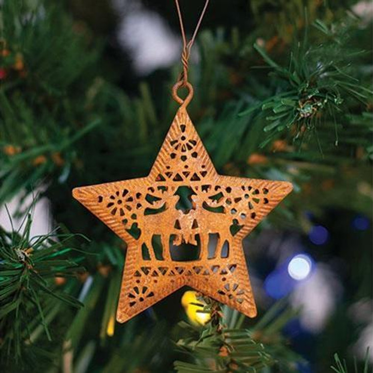 6/Set Rusty Star Christmas Ornaments G34051 By CWI Gifts