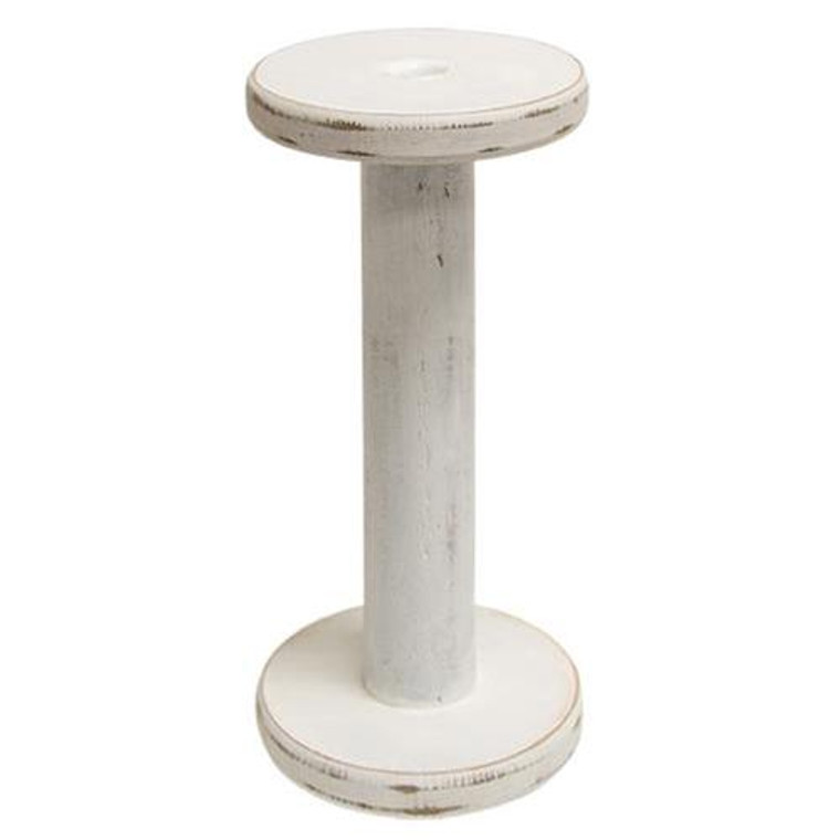 Farmhouse White Spool Candleholder 10.75" G34378 By CWI Gifts