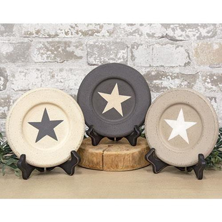 Farmhouse Colors Distressed Star Plate 3 Asstd. (Pack Of 3) G34505 By CWI Gifts