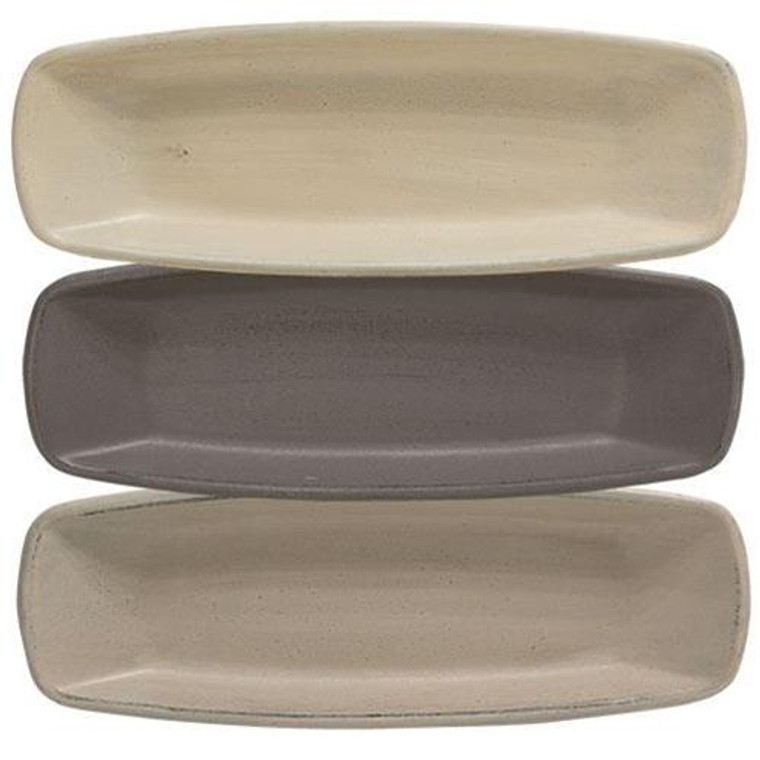 Farmhouse Colors Squared Oval Tray 3 Asstd. (Pack Of 3) G34587 By CWI Gifts