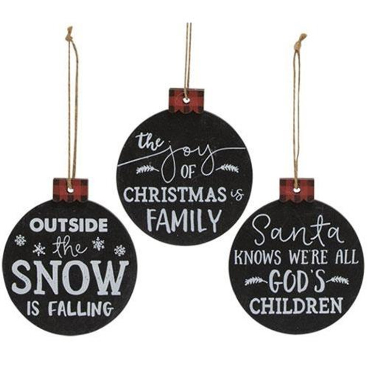 The Joy Of Christmas Ornament 3 Asstd. (Pack Of 3) G34676 By CWI Gifts