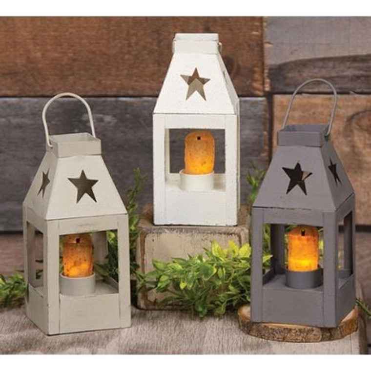 Farmhouse Colors Mini Star Lantern 3 Asstd. (Pack Of 3) G46357 By CWI Gifts