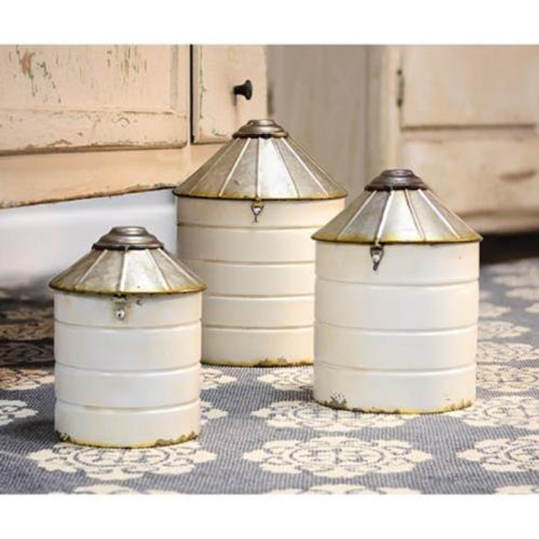 3/Set White Silos G70019 By CWI Gifts