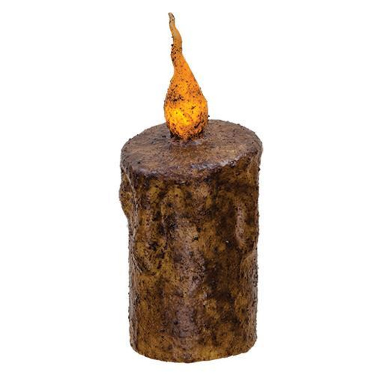 Burnt Mustard Dripped Flicker Flame Timer Pillar 2" X 5"
 G84567 By CWI Gifts