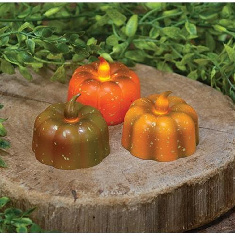 Pumpkin Tealight W/ Bulb 3 Asstd. (Pack Of 3) G84662 By CWI Gifts