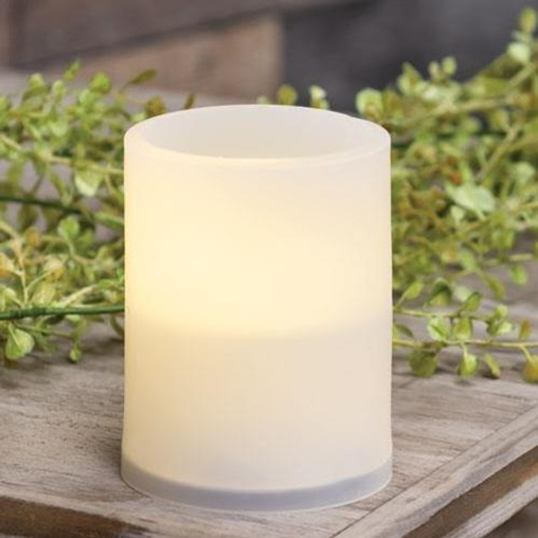 Warm Light White Timer Pillar Candle 3X4 G84753 By CWI Gifts